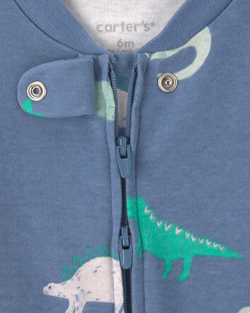 Baby Boy Dinosaur 2-Way Zip Sleep & Play Pajamas - Blue, 
