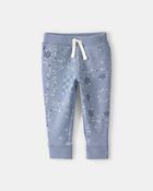 Baby Girl Floral Drawstring Knit Joggers - Blue, image 1 of 4 slides