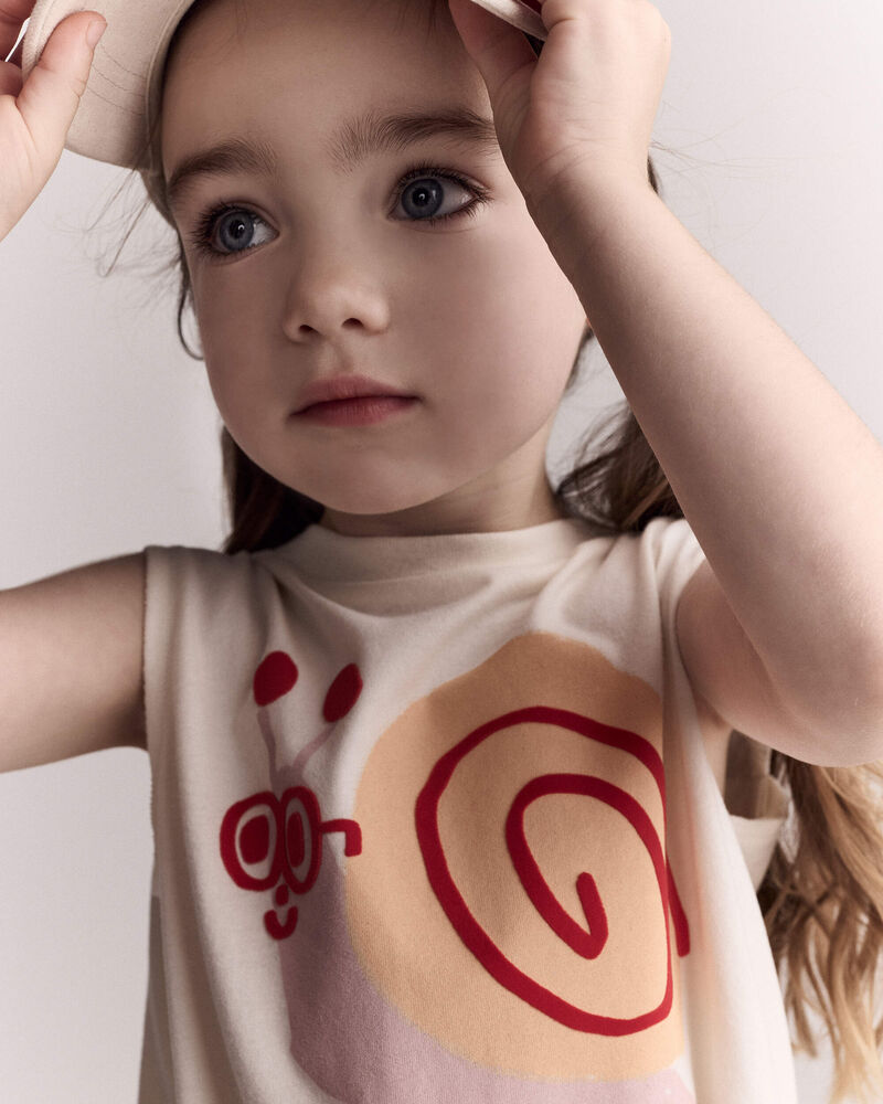 Toddler Girl Snail Elastic Waist Tank - Cream, image 4 of 6 slides