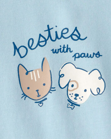Baby 'Besties With Paws' Graphic Bodysuit - Blue, 