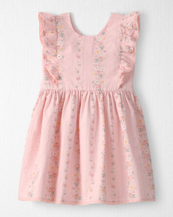Toddler Girl Ruffle Dress Made with Organic Cotton in Spring Garden Print, 