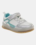 Toddler Light Up Metallic Sneakers - Silver/Aqua, image 1 of 8 slides