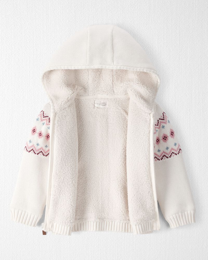 Toddler Girl Recycled Fair Isle Sherpa Sweater Knit, image 2 of 4 slides