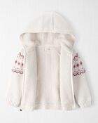 Toddler Girl Recycled Fair Isle Sherpa Sweater Knit, image 2 of 4 slides