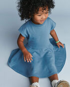 Toddler Girl French Terry Drop-Waist Dress - Blue, image 3 of 6 slides