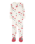 Toddler Girl Cherry Print Snug Fit Cotton Footie 1-Piece Pajamas, image 1 of 5 slides