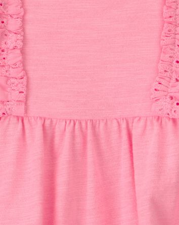 Baby Girl Eyelet Sleeveless Romper - Pink, 