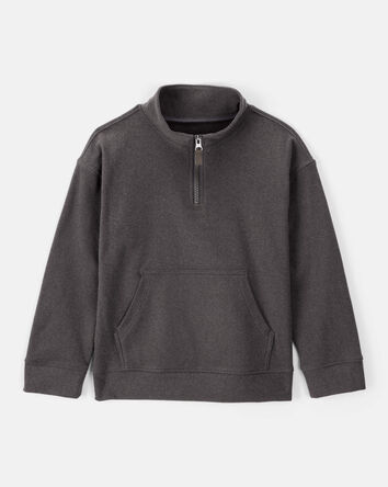 Boys Long-Sleeve Quarter-Zip Pullover Sweatshirt - Black, 