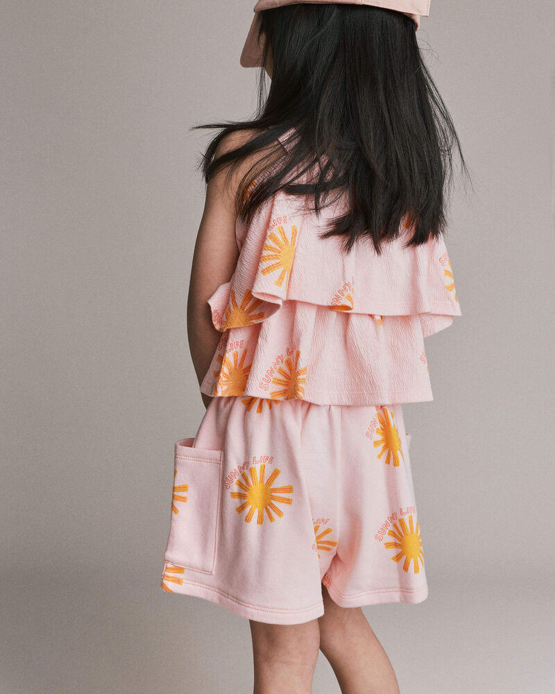 Toddler Girl Swing Shorts with Pockets in Sunny Life Print - Light Pink, image 5 of 7 slides