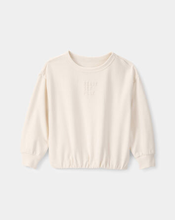 Toddler Girl 'Ready Set Play' French Terry Pullover Sweatshirt - Ivory, 