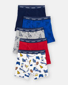 Toddler Boy 5-Pack Print Boxer Brief Underwear - Blue/Navy/White/Red, image 1 of 2 slides