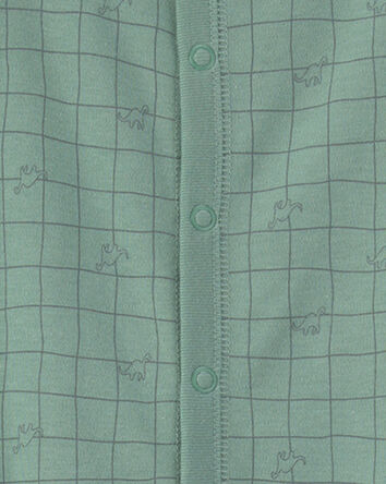 Baby Boy Dinosaur 100% Cotton Sleep & Play Pajamas - Green, 