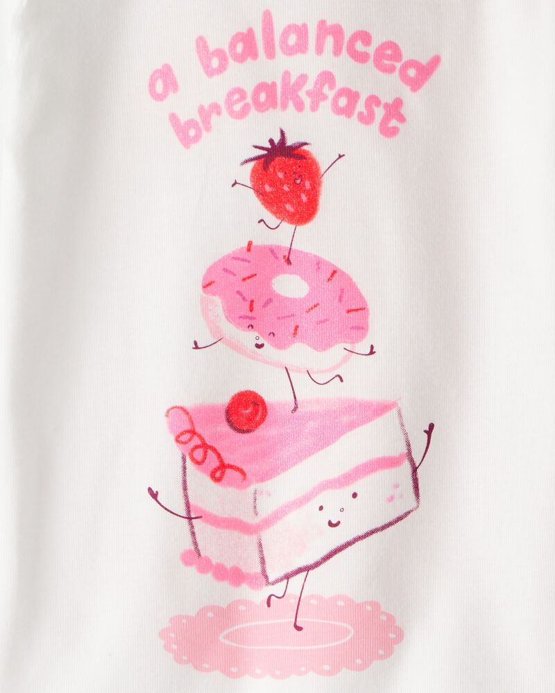 Toddler Girl Desserts 100% Cotton Snug Fit 4-Piece Pajamas - Pink/White, image 3 of 4 slides