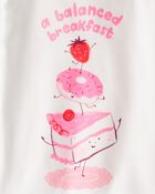 Toddler Girl Desserts 100% Cotton Snug Fit 4-Piece Pajamas - Pink/White, image 3 of 4 slides