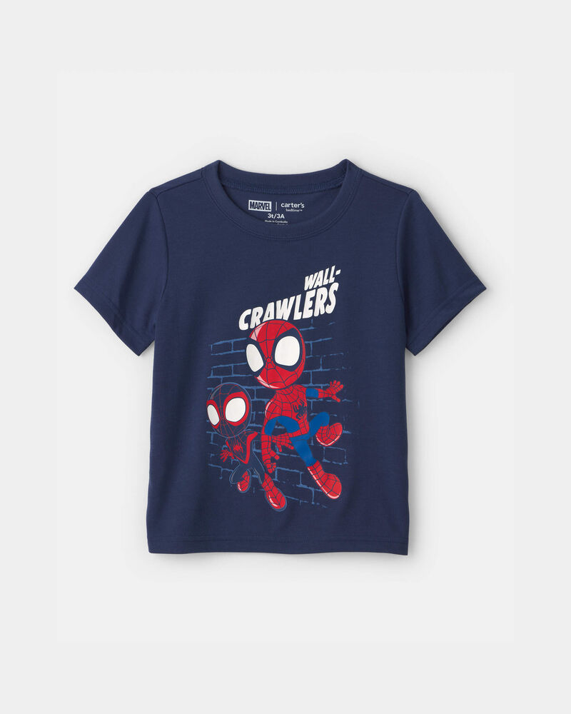 Toddler Boy 2-Piece &copy;Marvel Spider-Man Short-Sleeve Pajama Set - Blue/Grey, image 2 of 6 slides