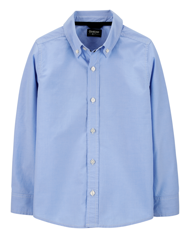 Boys Uniform Button-Front Shirt - Blue, image 1 of 3 slides
