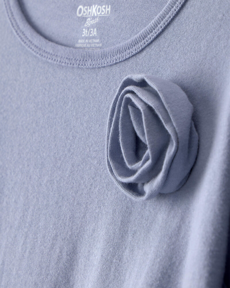 Toddler Girl Rose Applique Long-Sleeve Peplum Top - Blue, image 2 of 4 slides