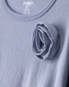 Toddler Girl Rose Applique Long-Sleeve Peplum Top - Blue, image 2 of 4 slides