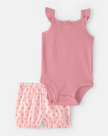 Baby Girl 3-Piece Flutter Sleeve Outfit Set - Pink, 