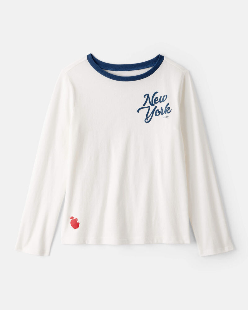 Girls New York Long-Sleeve Graphic Tee - White, image 1 of 3 slides