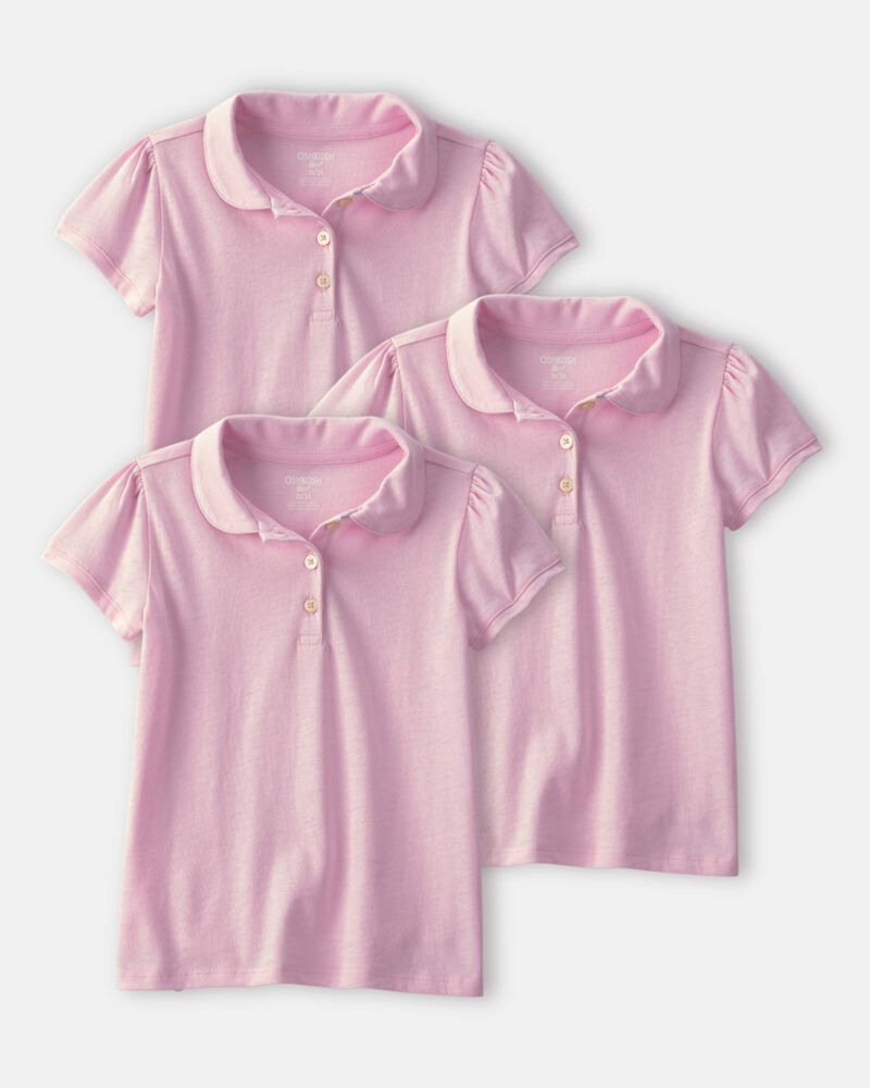 Toddler Girl 3-Pack Uniform Polo Shirts - Pink, image 1 of 3 slides