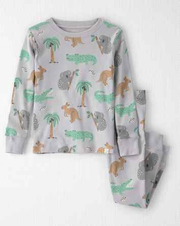 Toddler 2-Piece Organic Cotton Ribbed Pajama Set in Aussie Friends Print, 