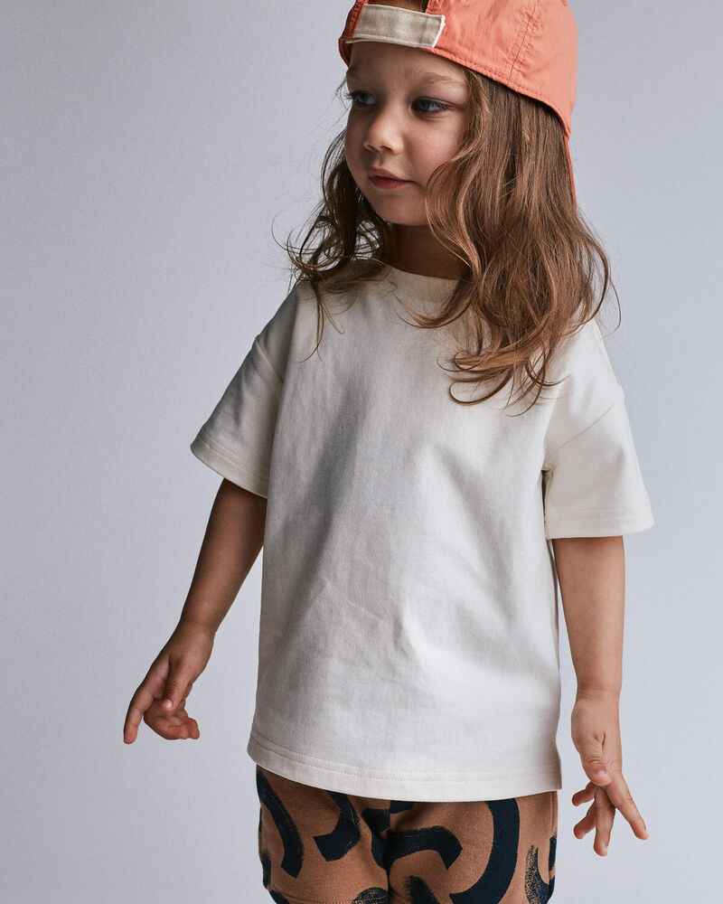 Toddler Elevated Relaxed Tee - Cream, image 1 of 5 slides