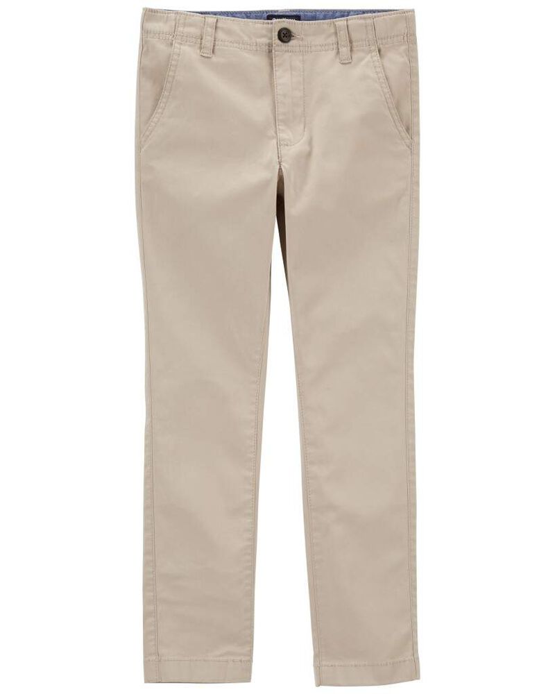 Boys Husky Fit Stretch Chino Pants - Khaki, image 1 of 5 slides