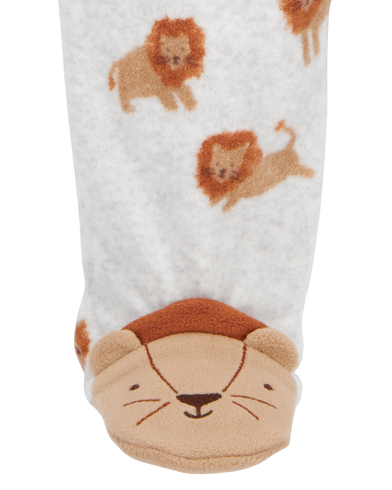 Baby Boy Lion Fleece Zip-Up Footie Sleep & Play Pajamas, image 3 of 5 slides