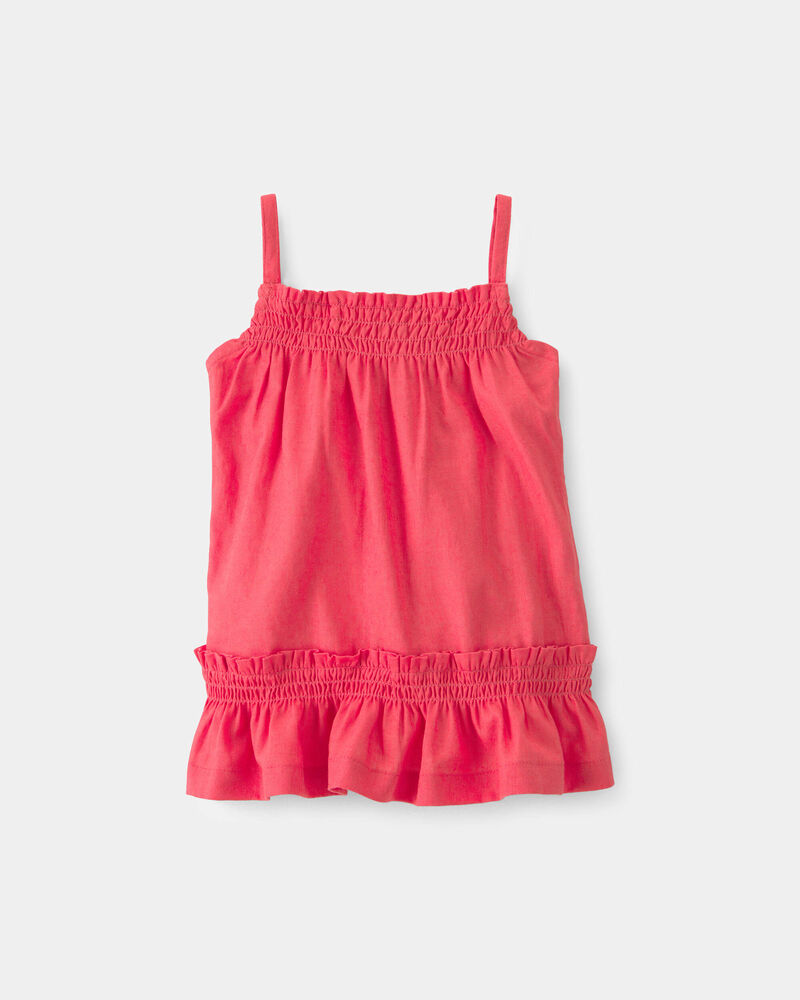 Baby Girl 2-Piece Linen Sleeveless Dress Set - Coral, image 2 of 5 slides