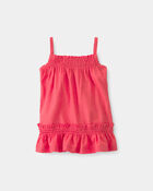 Baby Girl 2-Piece Linen Sleeveless Dress Set - Coral, image 2 of 5 slides