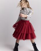 Toddler Girl Avenue Twirl&trade; Tiered Midi Skirt with Tulle - Red, image 3 of 7 slides