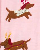Baby Girl 1-Piece Christmas Dog PurelySoft Footie Pajamas, image 2 of 4 slides