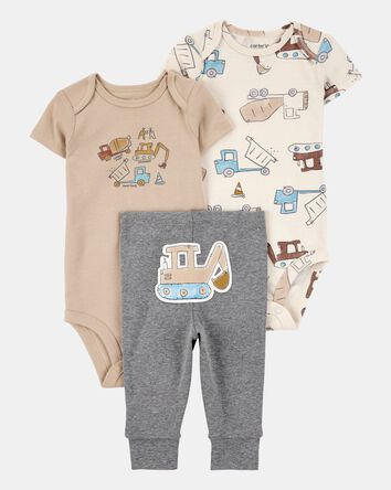 Baby Boy 3-Piece Construction Little Character Set&reg; - White/Tan/Grey, 