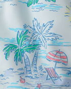 Toddler Boy 2-Piece Palm Tree Rashguard & Swim Trunk Set - Blue, image 6 of 9 slides