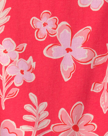 Girls Floral Top - Coral, 