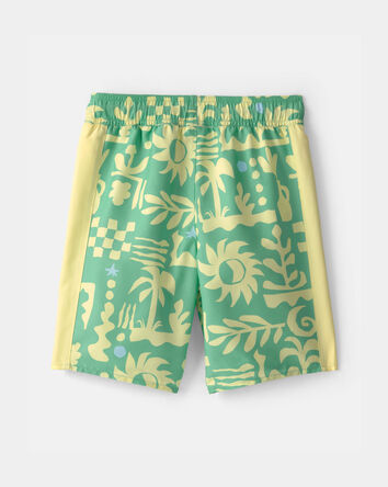 Boys Tropical Swim Trunks - Green/Yellow, 