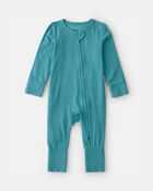 Baby PurelySoft 2-Way Zip Sleep & Play Pajamas - Blue, image 2 of 9 slides