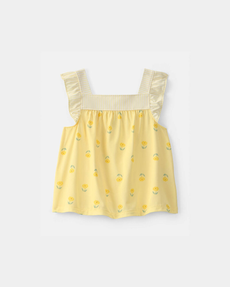 Toddler Girl Floral Sleeveless Loose Fit 2-Piece Pajama Set - Yellow, image 3 of 5 slides