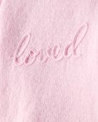 Toddler Girl Embroidered Loved Long-Sleeve Sweater - Pink, image 2 of 3 slides