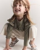 Toddler Girl Wide Leg Pocket Pant - Cream, image 5 of 7 slides