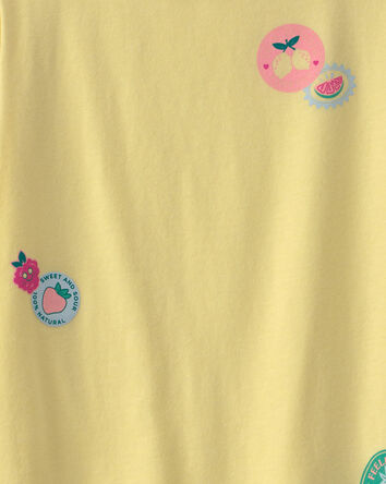 Girls Fruit Sticker Graphic Tee - Yellow, 