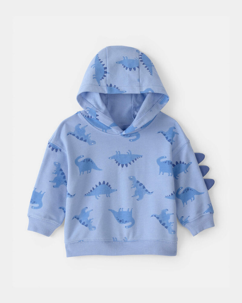 Baby Boy Dinosaur French Terry Hoodie - Blue, image 1 of 3 slides