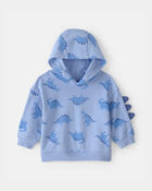 Baby Boy Dinosaur French Terry Hoodie - Blue, image 1 of 3 slides