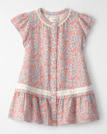 Toddler Girl Organic Cotton Gauze Dress in Meadow Mix Print, 