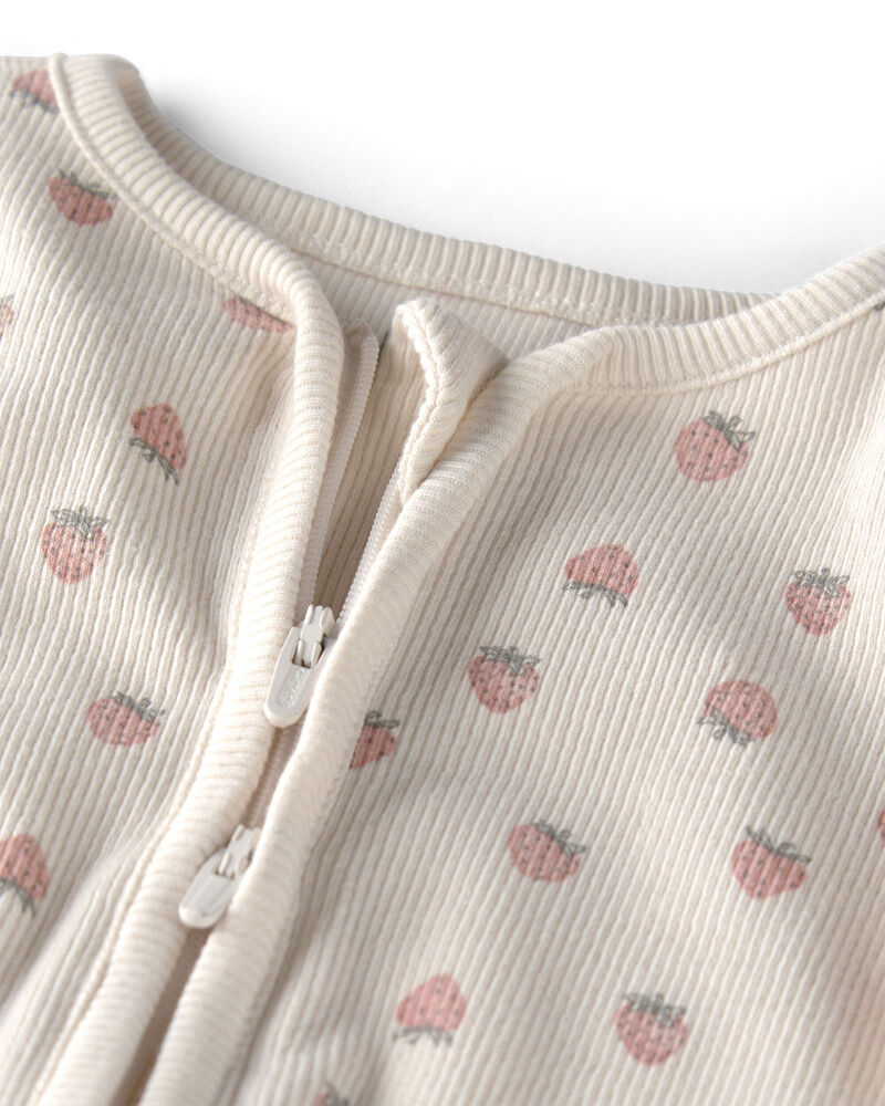 Baby Girl Organic Cotton Sleep & Play Pajama in Strawberry, image 3 of 5 slides