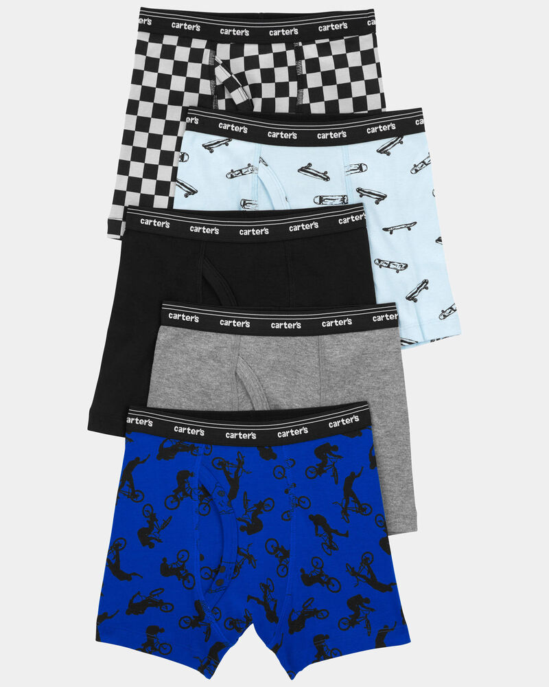Boys 5-Pack Checker Print Boxer Brief Underwear, image 1 of 2 slides