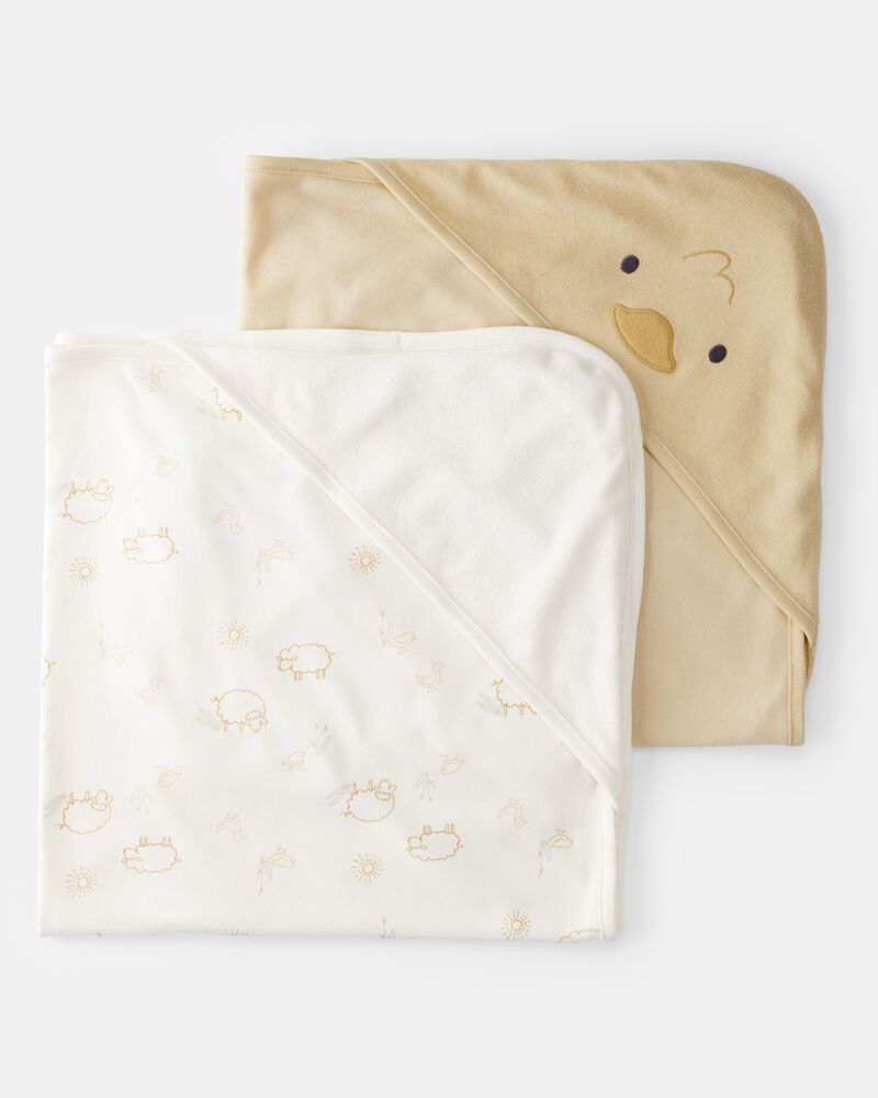 Baby 2-Pack Hooded Towels - Yellow, image 1 of 1 slides