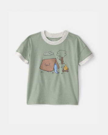 Toddler Boy Camping Dinosaur Graphic Tee - Green, 