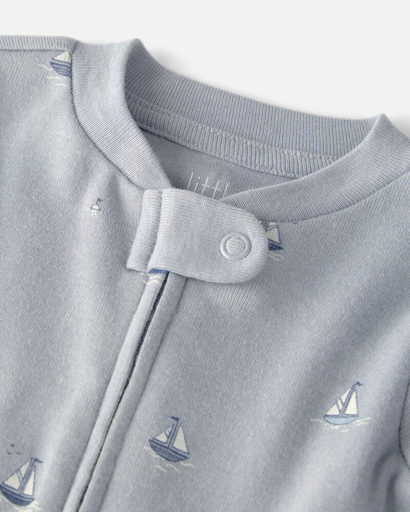 Baby Organic Cotton Sleep & Play Pajama in Sail Away, image 2 of 5 slides